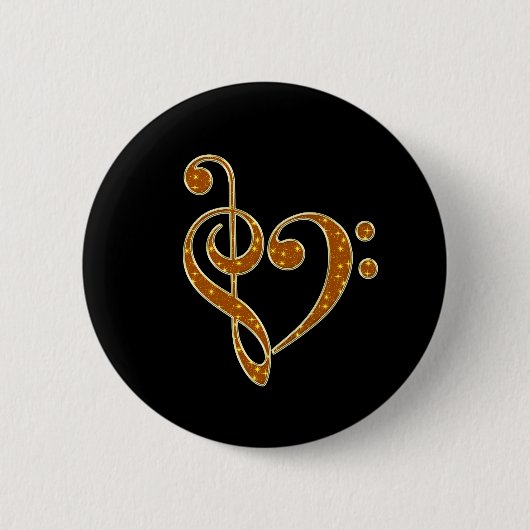 Golden Love Musical Notes Ronde Button 5,7 Cm (Voorkant)