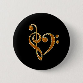 Golden Love Musical Notes Ronde Button 5,7 Cm