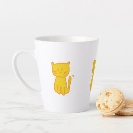 Golden Lucky Cat Doodle Latte Mok