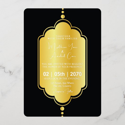 Golden Luxe Faire-part de mariage Card Gold Foil (Recto)