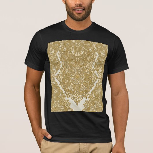 Golden Luxury Paisley Pattern T-Shirt (Devant)