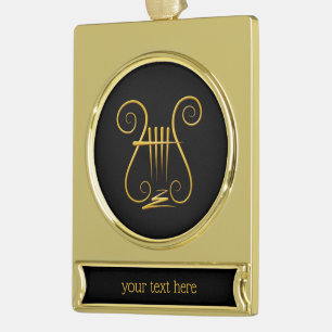 Golden Lyre Verguld Banner Ornament