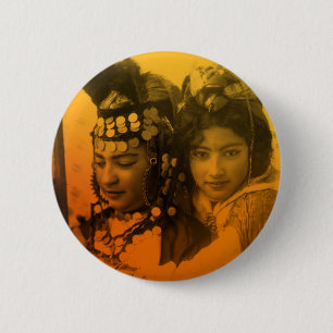 Golden Maghreb Ouled Naïl Berber Girl Vrouw Woman Ronde Button 5,7 Cm