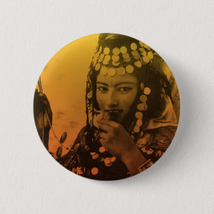 Golden Maghreb Ouled Naïl Berber Girl Vrouw Woman Ronde Button 5,7 Cm