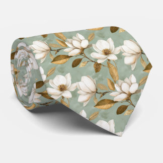 Golden Magnolia Floral Stropdas