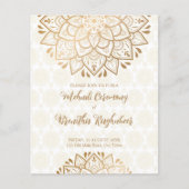 Golden mandala Budget Mehndi Uitnodiging (Voorkant)