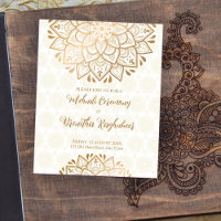 Golden mandala Budget Mehndi Uitnodiging