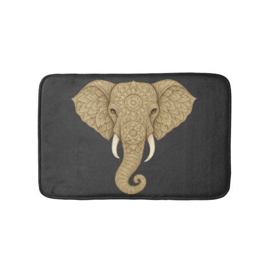 Golden Mandala Elephant Graphic Art - Boho Print Badmat (Voorkant)