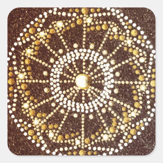 Golden Mandala, gouden Chakra sticker (Voorkant)