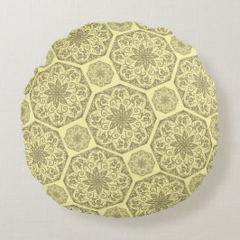 Golden Mandala Mosaic Pattern Sierkussen Rond Kussen