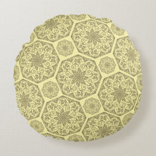 Golden Mandala Mosaic Pattern Sierkussen Rond Kussen