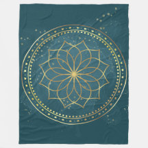 Golden Mandala op Blauwgroen