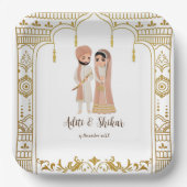 Golden mandap Indiase grens design Square Papieren Bordje (Voorkant)