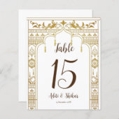Golden Mandap Table Number met de naam van het paa (Voorkant / Achterkant)