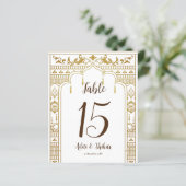 Golden Mandap Table Number met de naam van het paa (Staand voorkant)