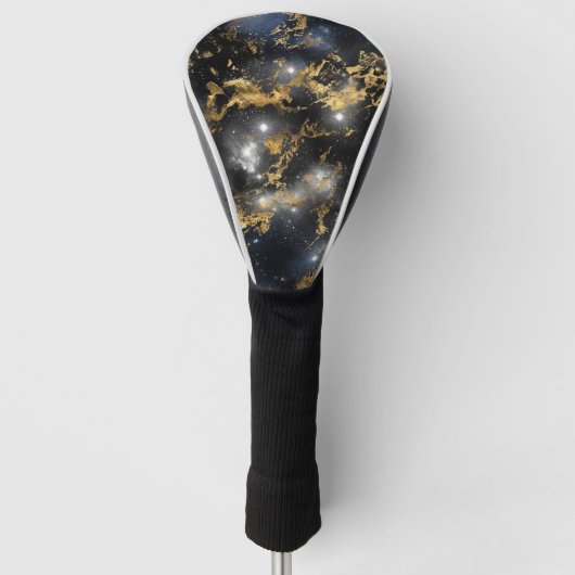 Golden Marble Dark Sterrennacht Space Lover Galaxy Golfheadcover (Voorkant)