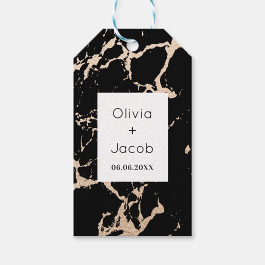 Golden Marble Elegance Black Cadeaulabel (Voorkant)