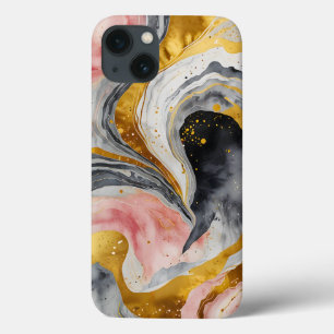 Golden Marble Whirls iPhone 13 Hoesje
