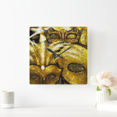 Golden Mardi Gras Masque Mur Horloge (Maison)