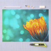 Golden Marigold op Blauwgroen Bokeh Tissuepapier (Craft)