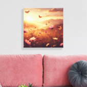 Golden Meadow Bliss with Wildflowers – Canvas Art (Insitu (Woonkamer))