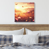Golden Meadow Bliss with Wildflowers – Canvas Art (Insitu (Slaapkamer))