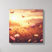 Golden Meadow Bliss with Wildflowers – Canvas Art (Voorkant)