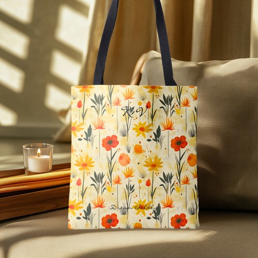 Golden Meadow Floral Wellness Canvas tas