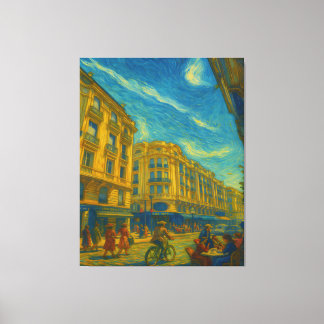 Golden Mediterranean City Vibes - Vibrant Urban Ar Canvas Afdruk