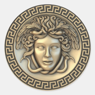 Golden Medusa 3D Gorgon Ronde Sticker