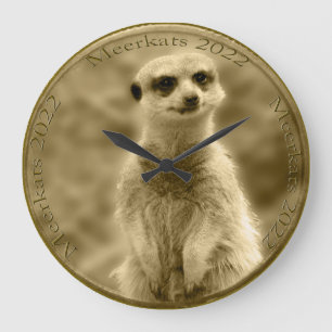 Golden Meerkat 2022-munt, grote ronde wandklok Grote Klok