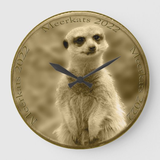 Golden Meerkat 2022-munt, grote ronde wandklok Grote Klok (Voorkant)