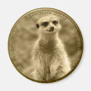 Golden Meerkat 2022 Munt, Round Magnet Magneet