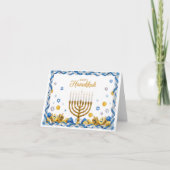 Golden Menorah & Dreidel — Happy Hanukkah Card Bedankkaart (Voorkant)