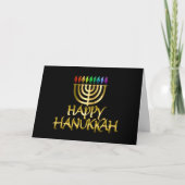 Golden Menorah Rainbow Flames Happy Hanukkah-Kaart Feestdagen Kaart (Voorkant)