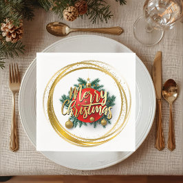 Golden Merry Christmas Paper Napkin Servet