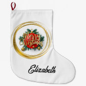 Golden Merry Christmas Personalized Stocking Grote Kerstsok (Voorkant)