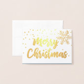 Golden Merry-kerstscript Foto's Snow Folie Kaarten (Voorkant met envelop)
