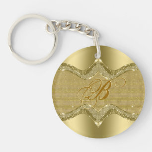 Golden metalen blik met diamantextuur sleutelhanger