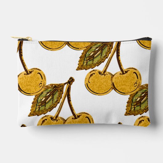 Golden Metallic Cherries Pattern Etui (Voorkant)