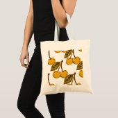 Golden Metallic Cherries Pattern Tote Bag (Voorkant (product))