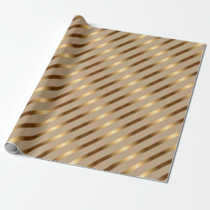 Golden Metallic Diagonale Stripes Cadeaupapier