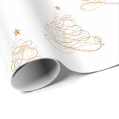 Golden Metallic Filigree kerstboompatroon Cadeaupapier (Rol Hoek)