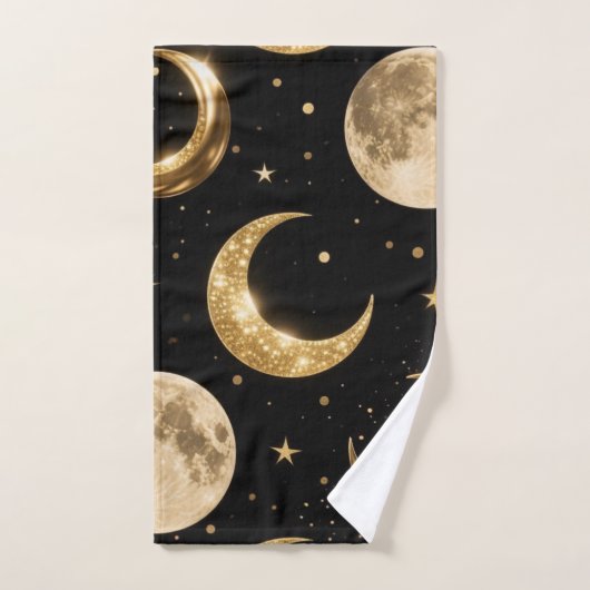 Golden Metallic Moons Patroon, Luxe Celestial Bad Handdoek (Handdoek)
