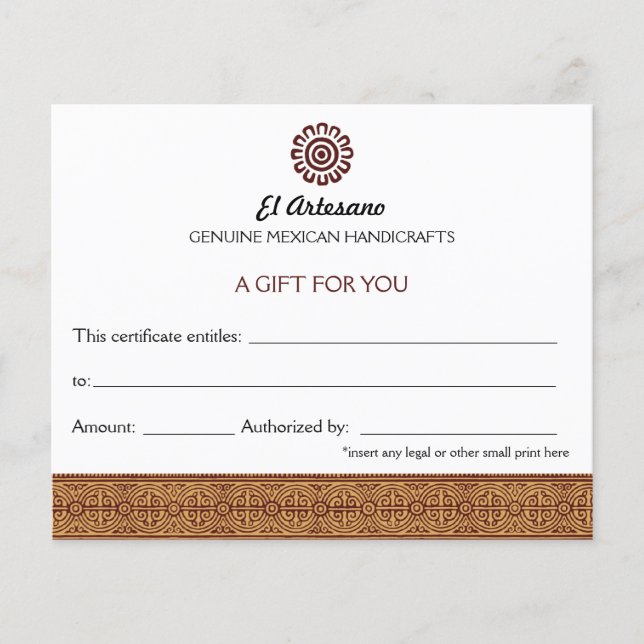 Golden Mexicaans Roos Gift Certificate White (Voorkant)