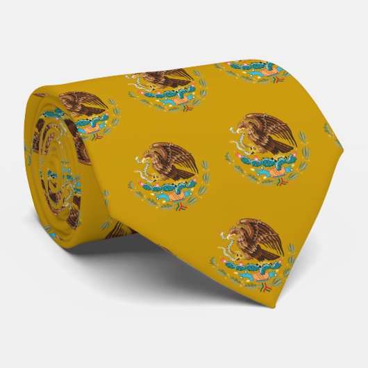 Golden Mexico Eagle Cravate de mode, Drapeau mexic (Roulé)