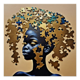 Golden Mind Awakening – Puzzle Soul Goddess Art Perfect Poster