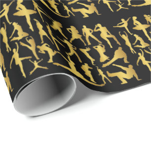 Golden Modern Classic Hip Hop Dance Black Cadeaupapier