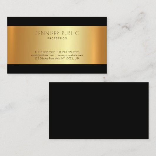 Golden Modern Trendy Fashionable Glamor Visitekaartje (Voorkant / Achterkant)