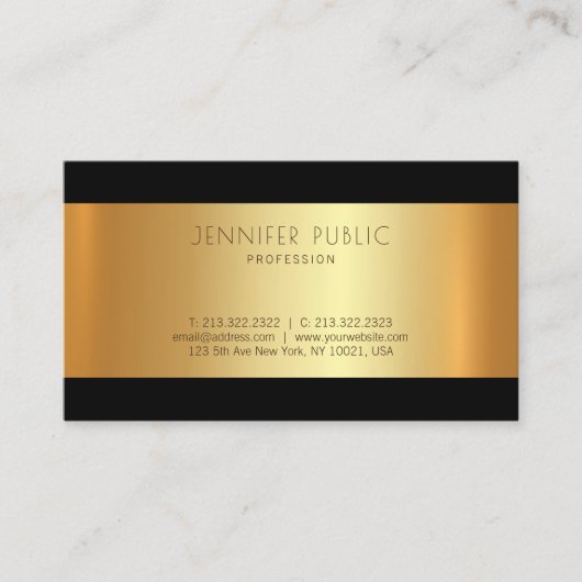 Golden Modern Trendy Fashionable Glamor Visitekaartje (Voorkant)